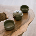 Matte Green Gaiwan Travel Set with Case – 2 Cups